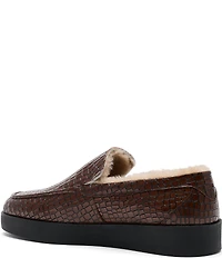 Marc Nolan Men's Remy Croco Embossed Leather and Shearling Loafers