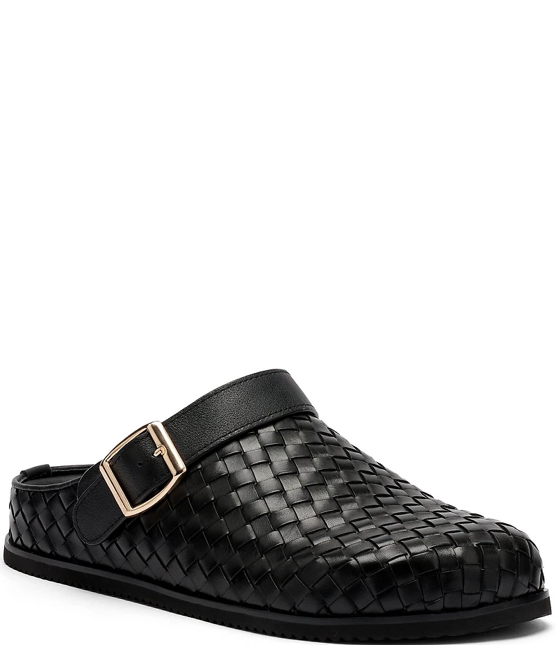 Marc Nolan Men's Solana Brown Woven Leather Backstrap Clogs