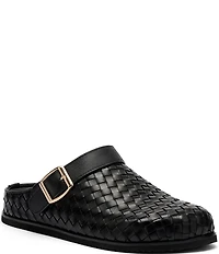 Marc Nolan Men's Solana Brown Woven Leather Backstrap Clogs