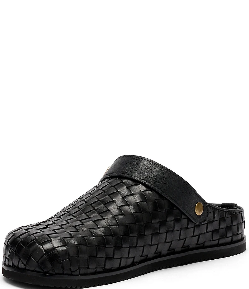 Marc Nolan Men's Solana Brown Woven Leather Backstrap Clogs