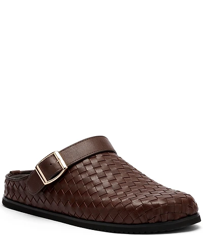 Marc Nolan Men's Solana Brown Woven Leather Backstrap Clogs