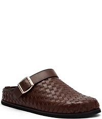 Marc Nolan Men's Solana Brown Woven Leather Backstrap Clogs