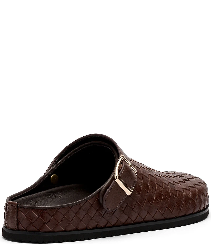 Marc Nolan Men's Solana Brown Woven Leather Backstrap Clogs