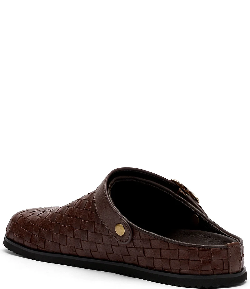 Marc Nolan Men's Solana Brown Woven Leather Backstrap Clogs