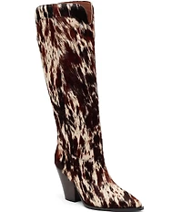 Marc Nolan Women's Belle Cow Print Hair Calf Knee High Boots