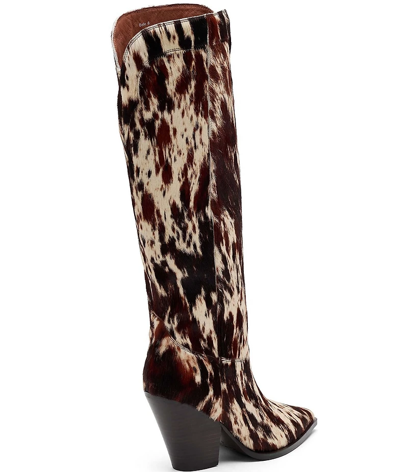 Marc Nolan Women's Belle Cow Print Hair Calf Knee High Boots