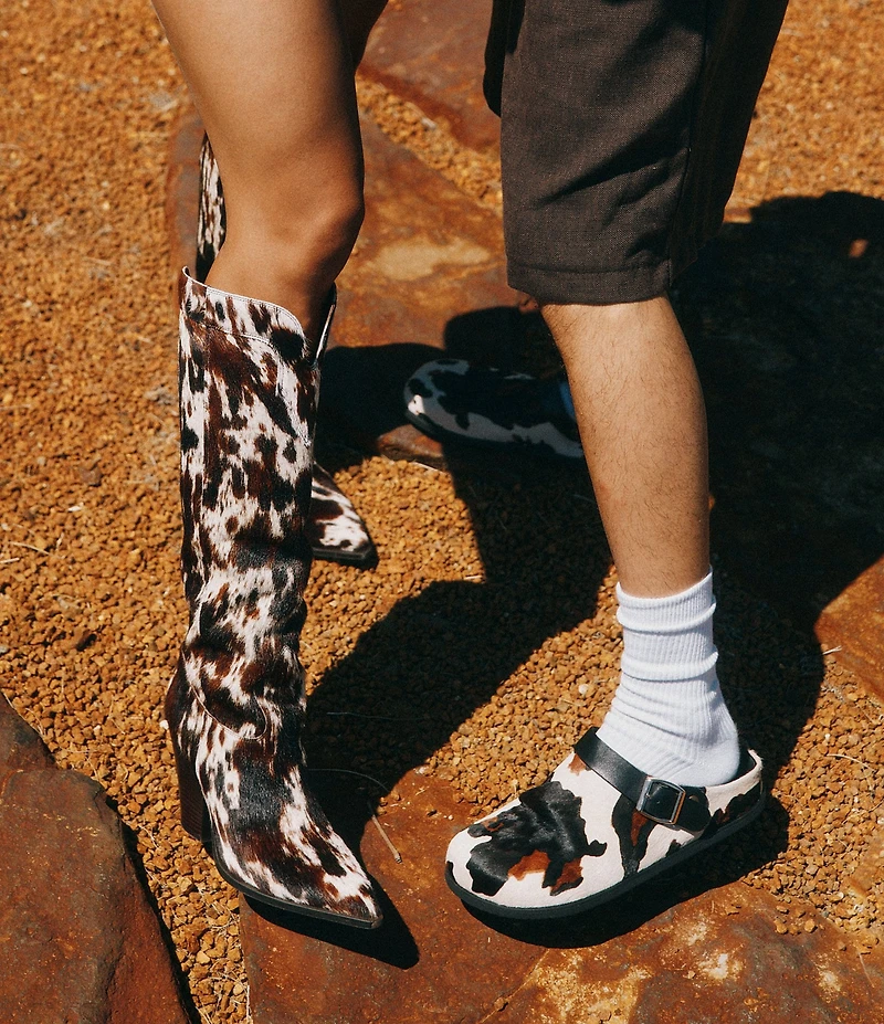 Marc Nolan Women's Belle Cow Print Hair Calf Knee High Boots