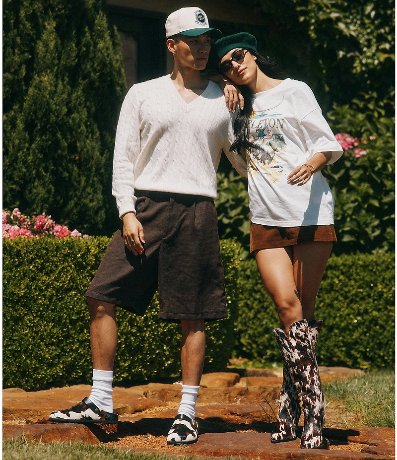 Marc Nolan Women's Belle Cow Print Hair Calf Knee High Boots