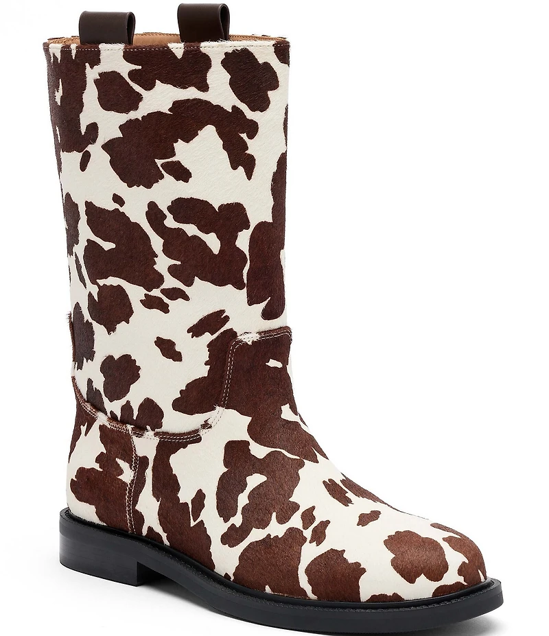 Marc Nolan Women's Blair Cow Print Hair Calf Riding Boots