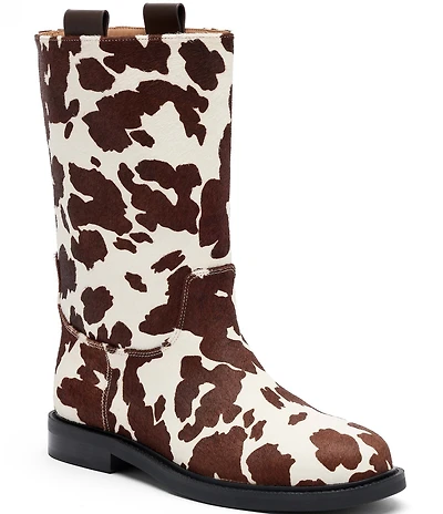 Marc Nolan Women's Blair Cow Print Hair Calf Riding Boots