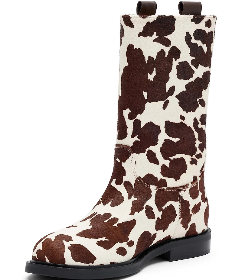 Marc Nolan Women's Blair Cow Print Hair Calf Riding Boots