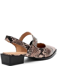 Marc Nolan Women's Chelsea Snake Print Leather Slingback Pointed Toe Block Heel Pumps