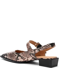 Marc Nolan Women's Chelsea Snake Print Leather Slingback Pointed Toe Block Heel Pumps