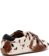 Marc Nolan Women's Colette Cow Print Hair Calf Two Tone Lace Up Sneakers