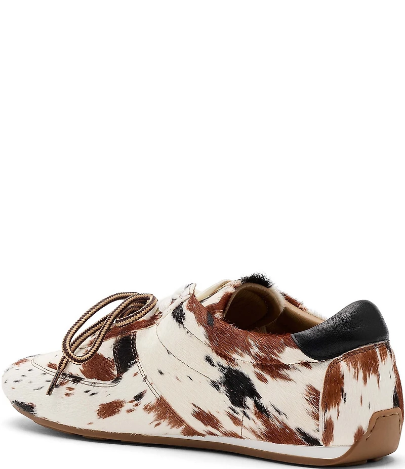 Marc Nolan Women's Colette Cow Print Hair Calf Two Tone Lace Up Sneakers