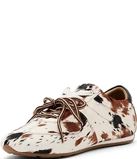 Marc Nolan Women's Colette Cow Print Hair Calf Two Tone Lace Up Sneakers