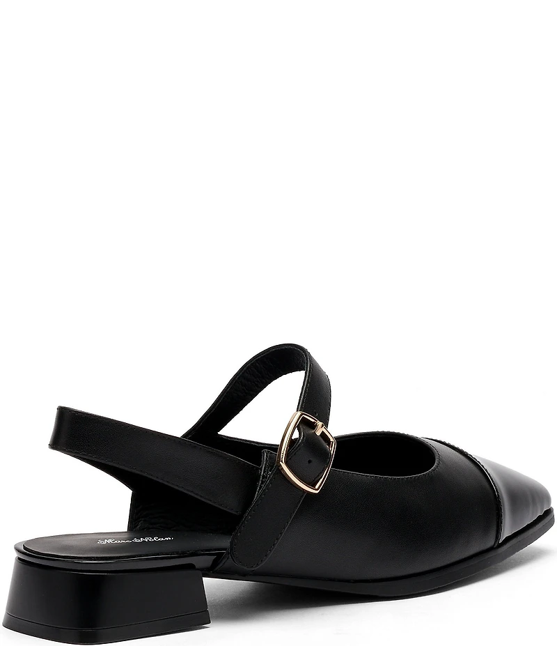Marc Nolan Women's Cora Leather Mary Jane Lug Slingback Block Heel Pumps