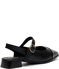 Marc Nolan Women's Cora Leather Mary Jane Lug Slingback Block Heel Pumps