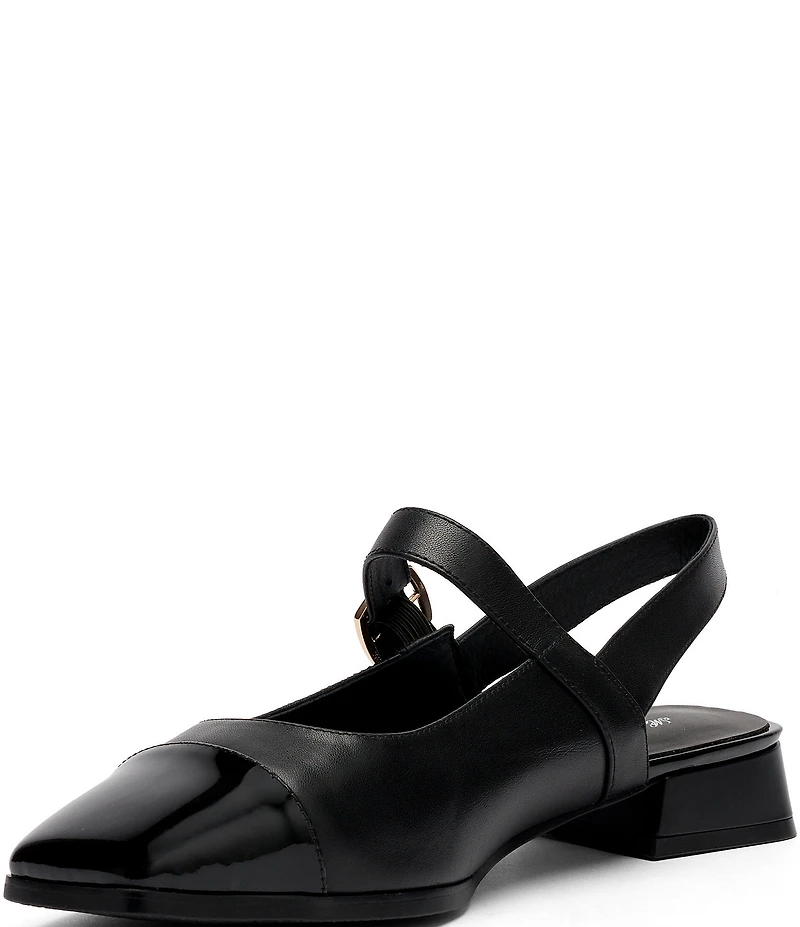 Marc Nolan Women's Cora Leather Mary Jane Lug Slingback Block Heel Pumps