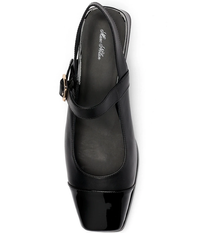 Marc Nolan Women's Cora Leather Mary Jane Lug Slingback Block Heel Pumps