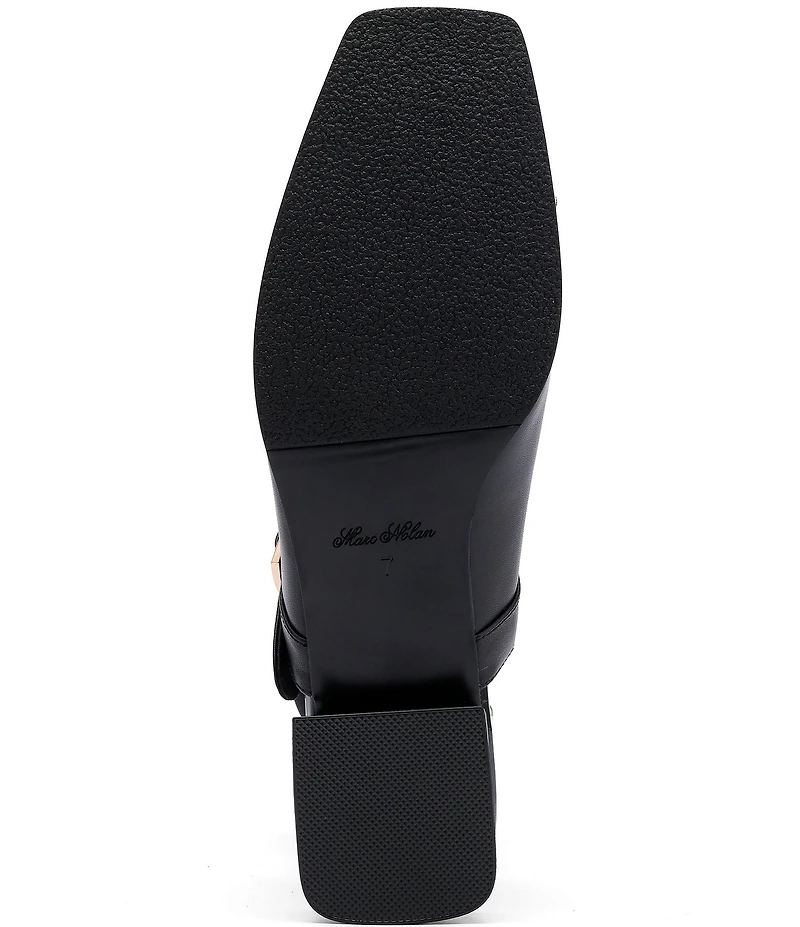 Marc Nolan Women's Cora Leather Mary Jane Lug Slingback Block Heel Pumps