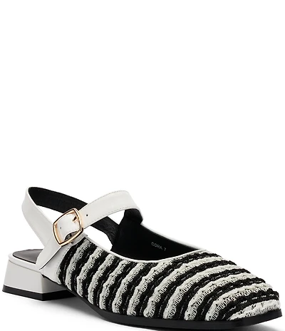 Marc Nolan Women's Cora Woven Leather Mary Jane Lug Slingbacks