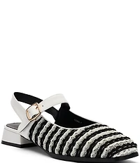 Marc Nolan Women's Cora Woven Leather Mary Jane Lug Slingbacks