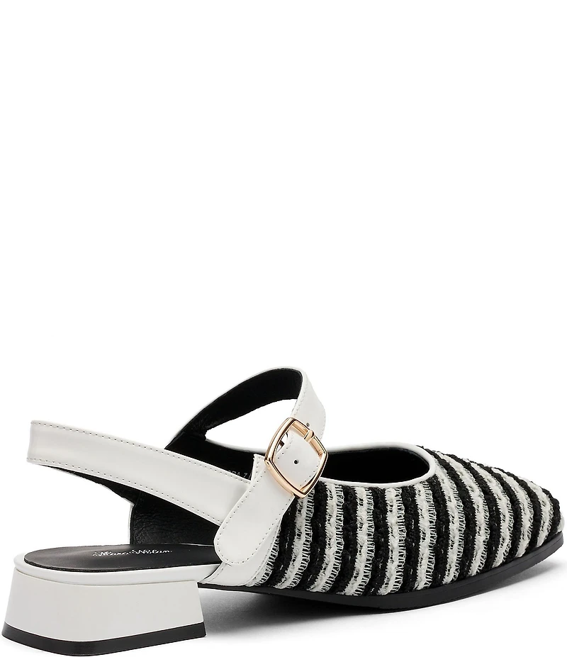 Marc Nolan Women's Cora Woven Leather Mary Jane Lug Slingbacks