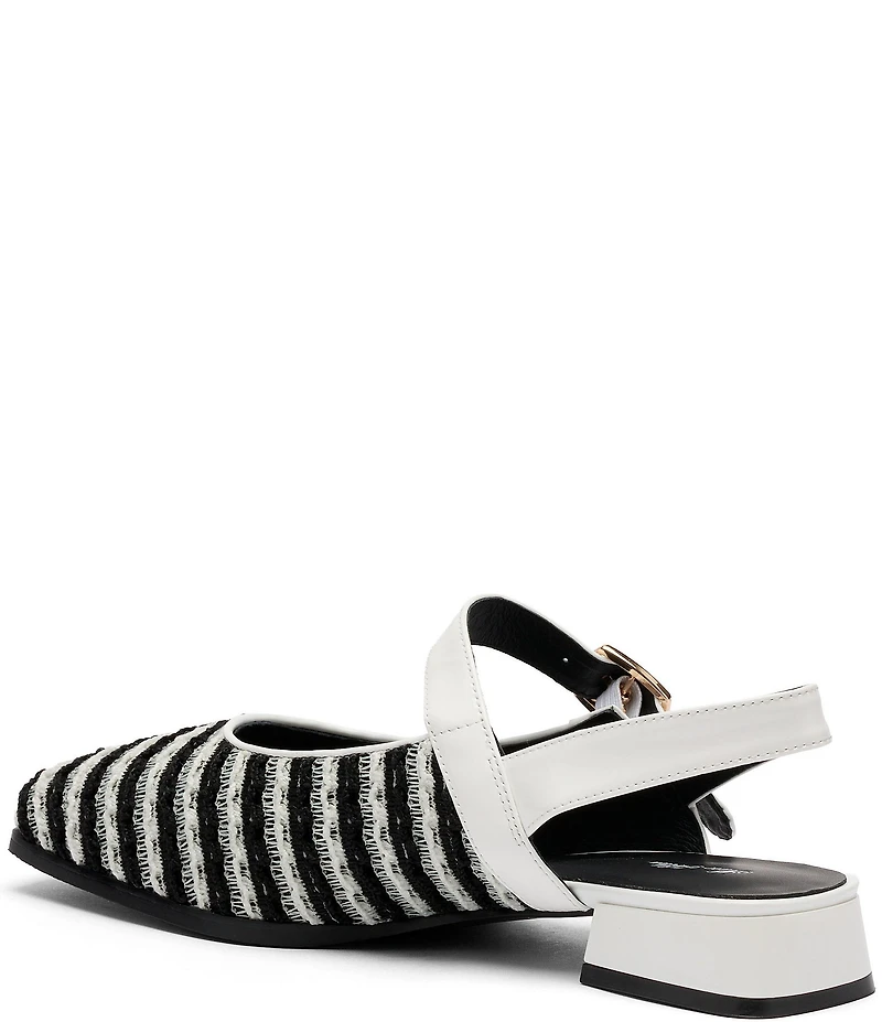 Marc Nolan Women's Cora Woven Leather Mary Jane Lug Slingbacks