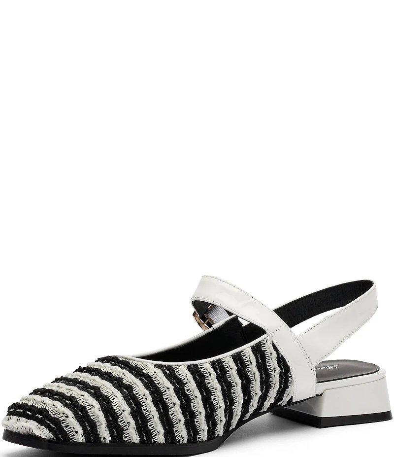Marc Nolan Women's Cora Woven Leather Mary Jane Lug Slingbacks