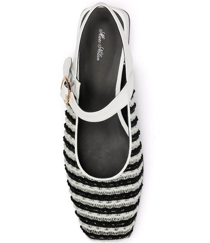 Marc Nolan Women's Cora Woven Leather Mary Jane Lug Slingbacks