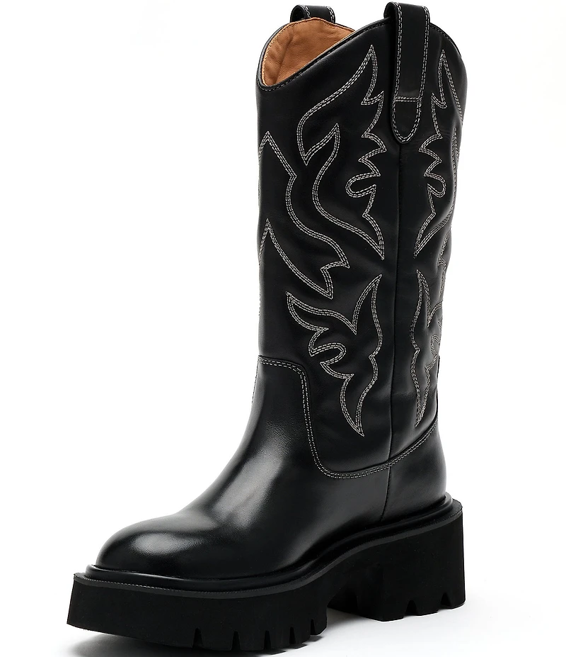 Marc Nolan Women's Daisy Leather Lug Sole Tall Western Boots