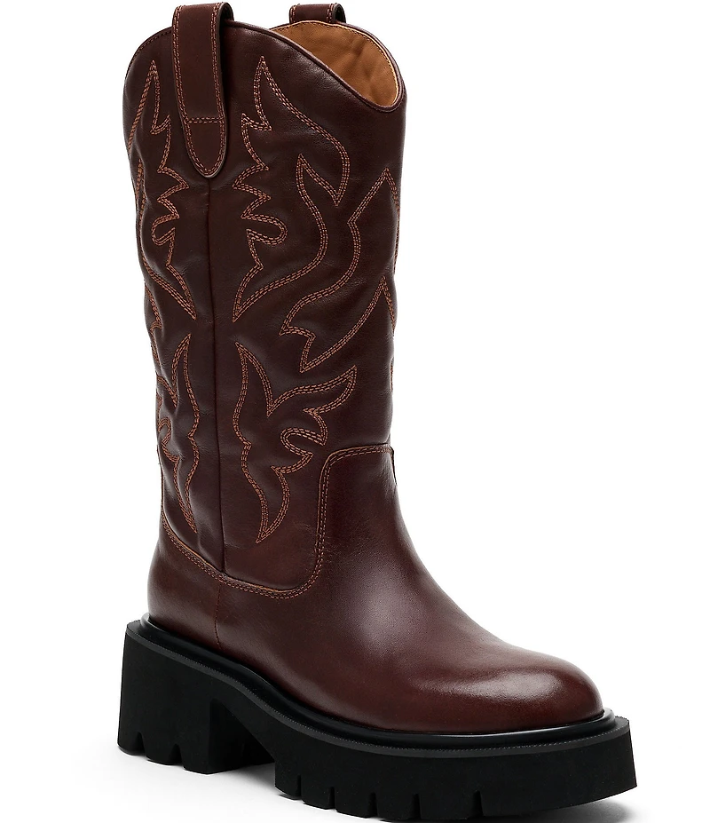 Marc Nolan Women's Daisy Leather Lug Sole Tall Western Boots
