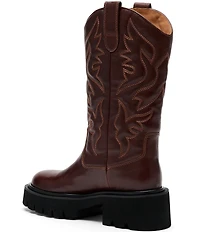 Marc Nolan Women's Daisy Leather Lug Sole Tall Western Boots