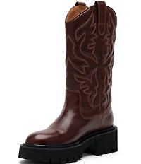 Marc Nolan Women's Daisy Leather Lug Sole Tall Western Boots