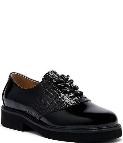 Marc Nolan Women's Demi Croco Leather Block Heel Oxfords