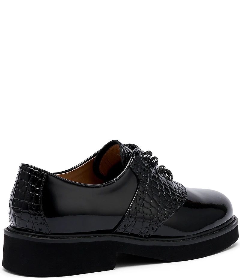 Marc Nolan Women's Demi Croco Leather Block Heel Oxfords