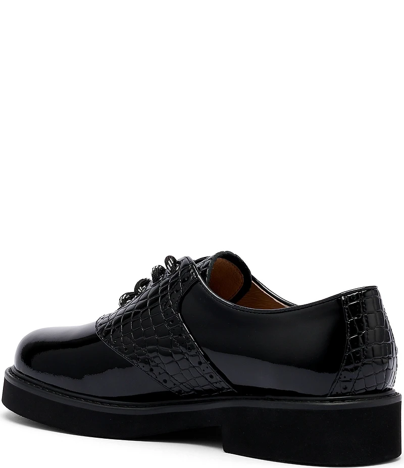 Marc Nolan Women's Demi Croco Leather Block Heel Oxfords