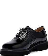 Marc Nolan Women's Demi Croco Leather Block Heel Oxfords