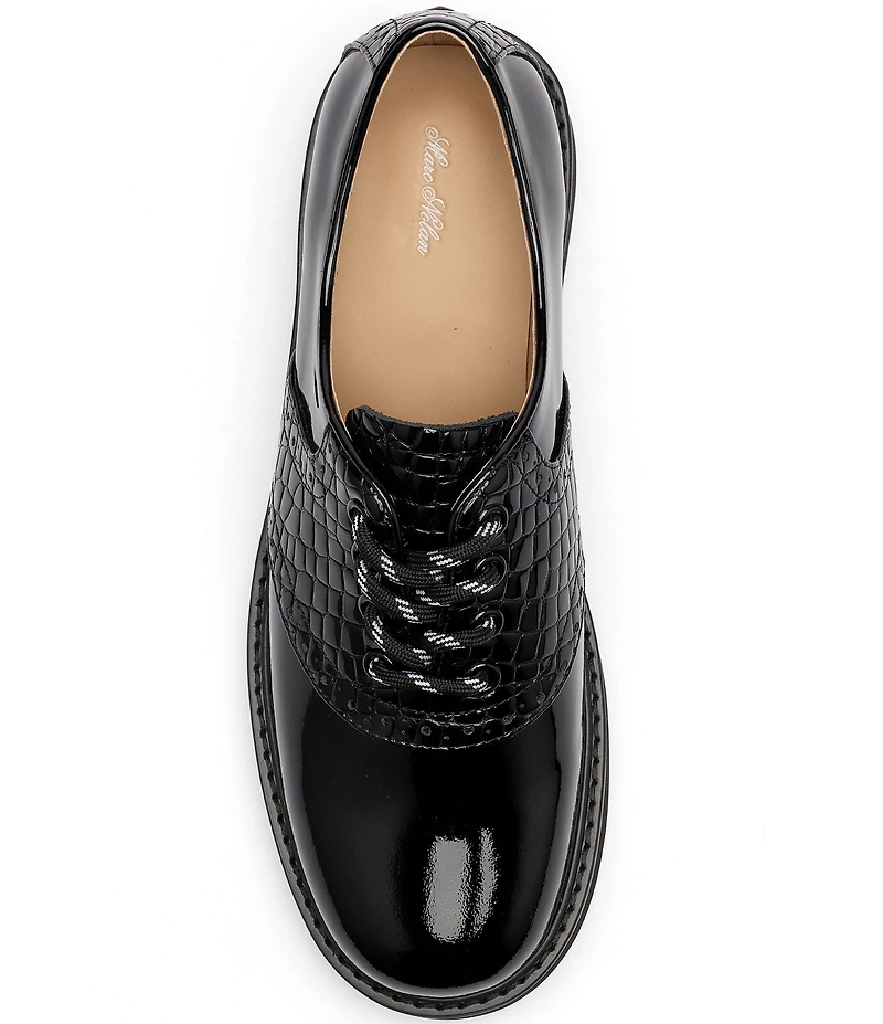 Marc Nolan Women's Demi Croco Leather Block Heel Oxfords