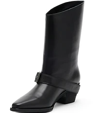 Marc Nolan Women's Donna Leather Western Moto Ankle Boots