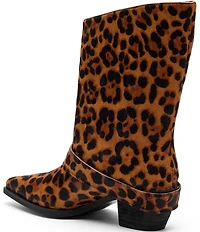 Marc Nolan Women's Donna Leopard Print Hair Calf Western Moto Ankle Boots
