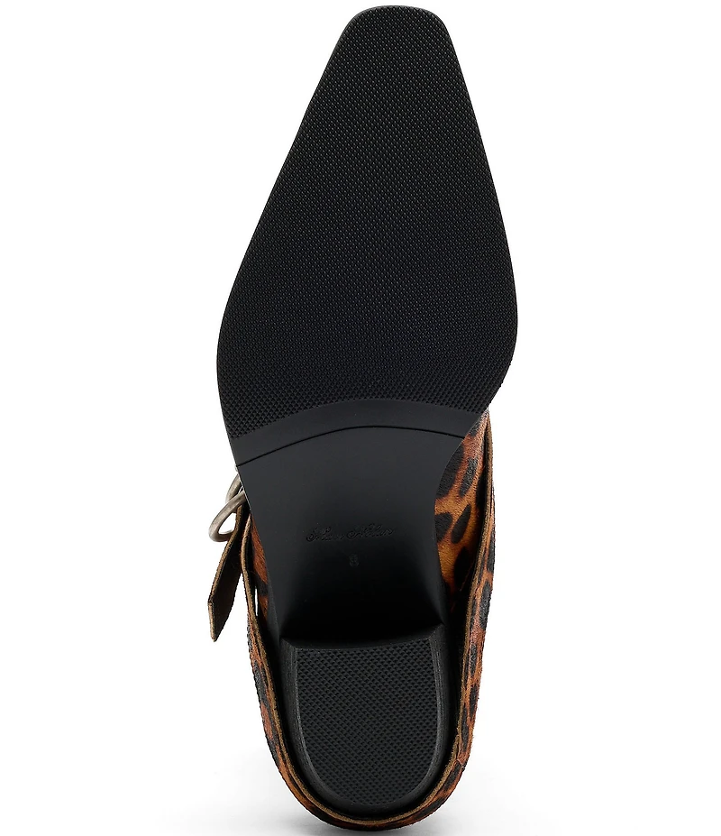 Marc Nolan Women's Donna Leopard Print Hair Calf Western Moto Ankle Boots