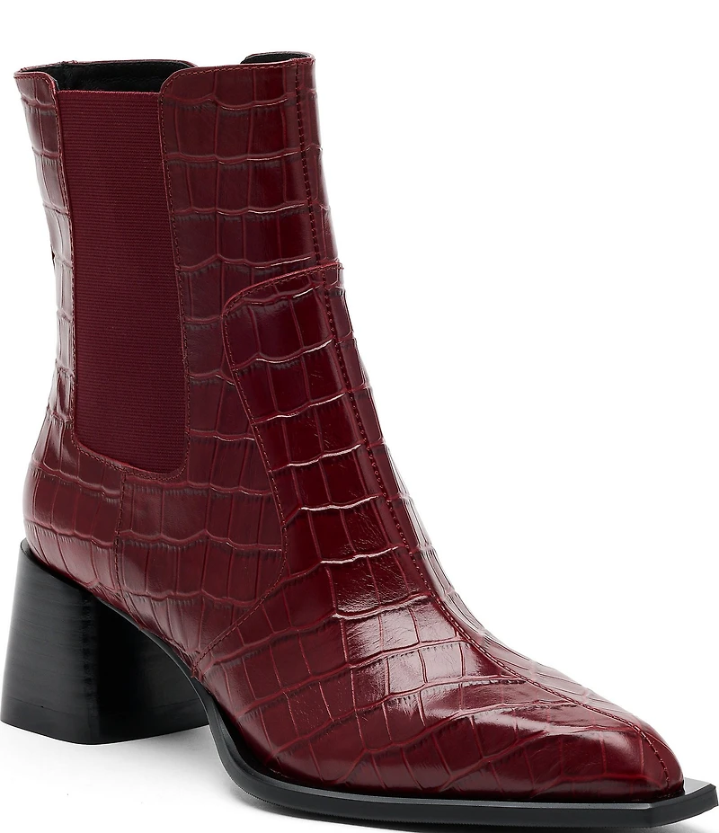 Marc Nolan Women's Harper Croco Embossed Leather Chelsea Ankle Boots