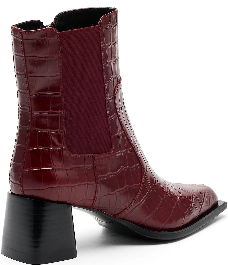 Marc Nolan Women's Harper Croco Embossed Leather Chelsea Ankle Boots