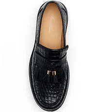 Marc Nolan Women's Journey Croco Embossed Leather Kiltie Lug Tassel Loafers