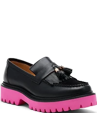 Marc Nolan Women's Journey Leather Kiltie Lug Tassel Loafers