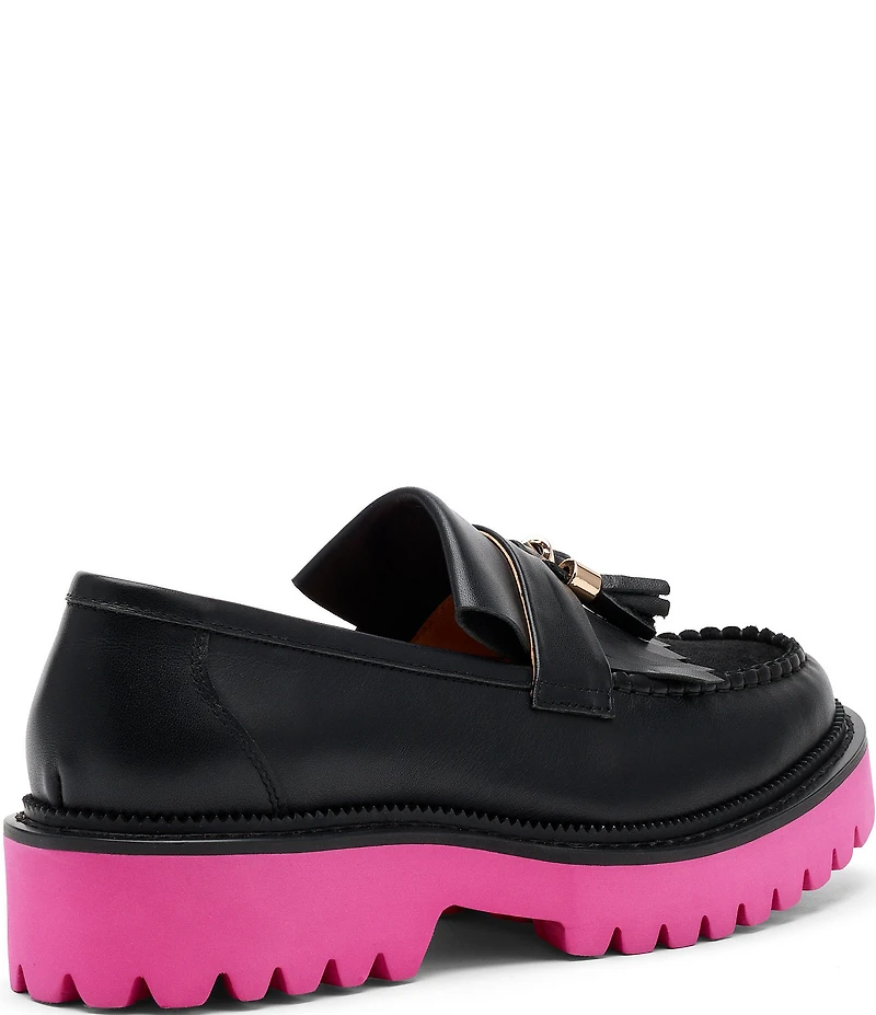 Marc Nolan Women's Journey Leather Kiltie Lug Tassel Loafers
