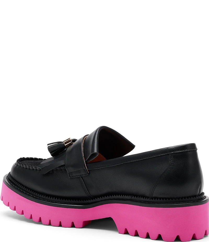 Marc Nolan Women's Journey Leather Kiltie Lug Tassel Loafers
