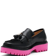 Marc Nolan Women's Journey Leather Kiltie Lug Tassel Loafers